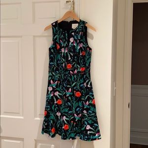 Kate Spade black floral bird dress